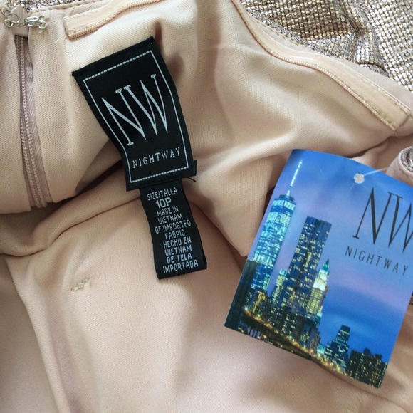 NWT R&M Richards Nightway Rose Gold Shimmer Gown - Picture 4 of 8